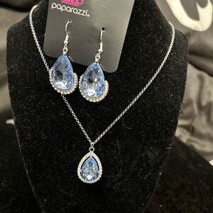 Paparazzi Silver Necklace with Blue Teardrop Pendant